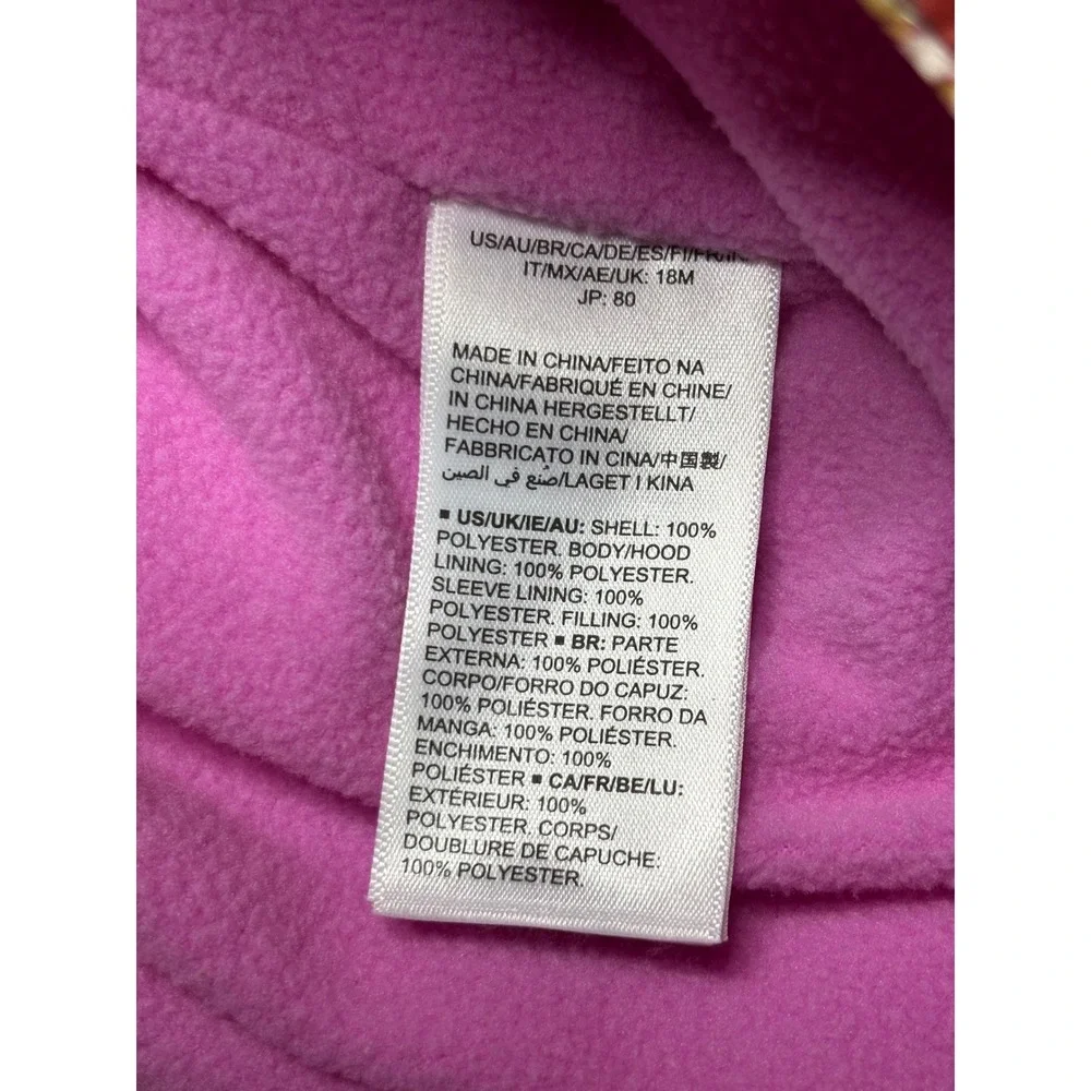 Amazon Essentials Snowsuit Girls 18M Pink Floral Quilted Fleece Lined Bunting